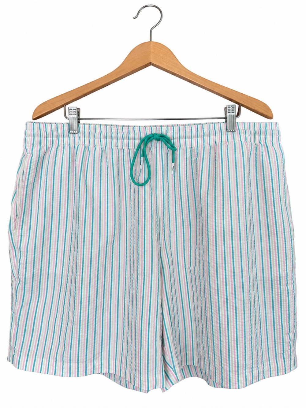 RSVLTS Easy Does It Seersucker Hybrid Swim Trunks 2XL Pastel Stripe